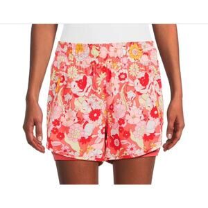 Avia Floral Groovy Bloom Orange Running Short XL Active 70s Walking Exercise